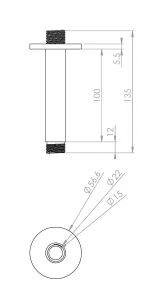 Saneux Cos 100mm Round Ceiling Mounted Shower Arm - Satin Black