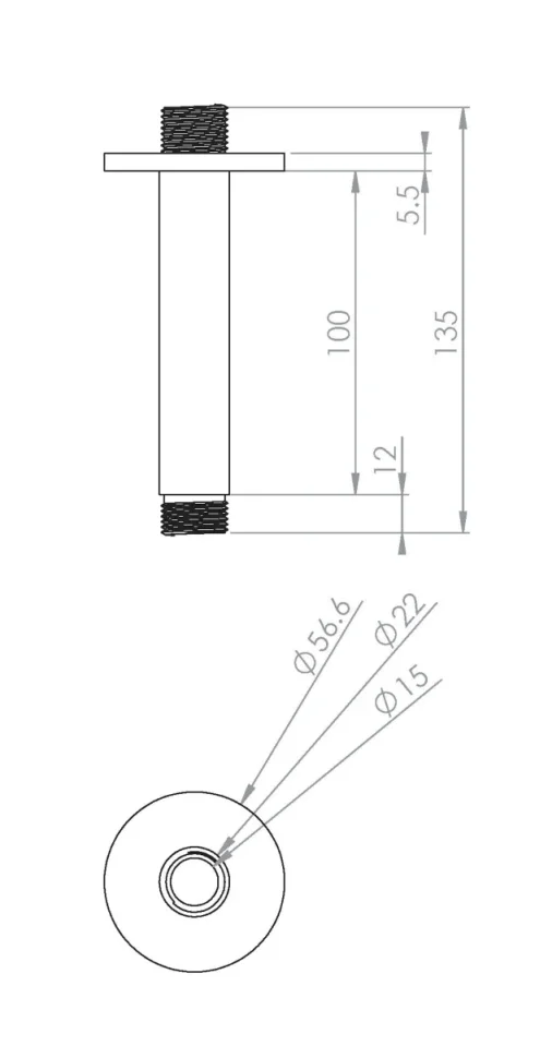 Saneux Cos 100mm Round Ceiling Mounted Shower Arm - Satin Black product image - Image 1