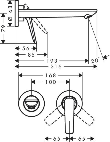 Axor Citterio C Manual Mixers 460 X 245 X 105mm Chrome