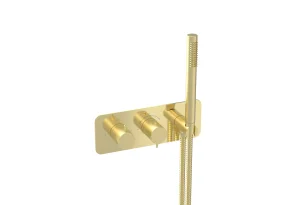 Saneux Eden 2 Way Handles & Plate Finish Kit In Landscape With Outlet Elbow (for Ed020l.h.bb) - Brushed Brass (pvd)