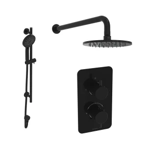 Saneux Cos 2 Way Shower Kit - W/ 3 Function Handset & Slider Rail & Shower Head - Satin Black