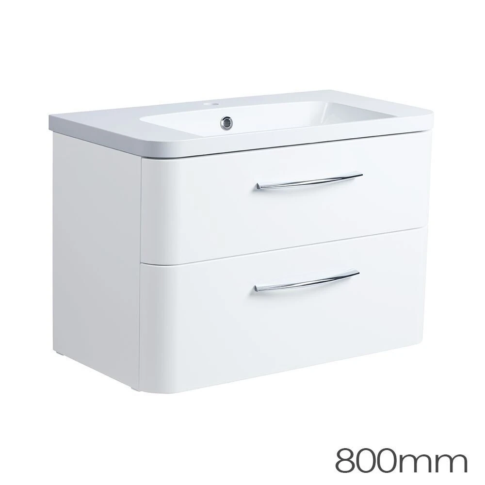 Roper Rhodes 800mm System Wall Mounted Double Drawer Unit White