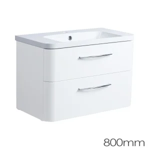 Roper Rhodes 800mm System Wall Mounted Double Drawer Unit White