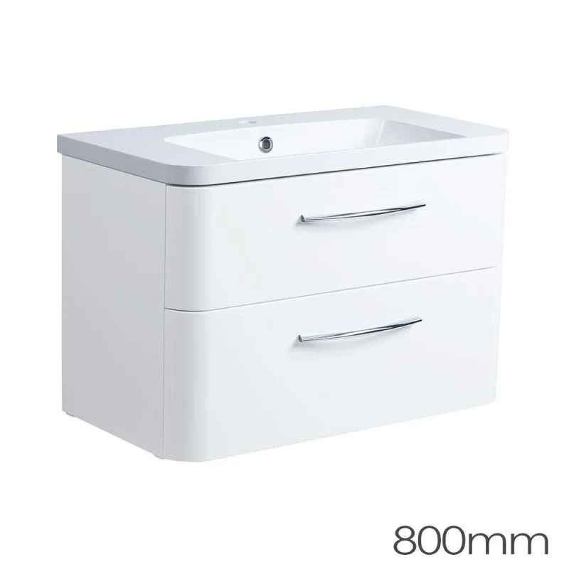 Roper Rhodes 800mm System Wall Mounted Double Drawer Unit - White product image - Image 1