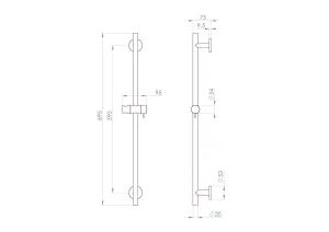 Saneux Cos Round Shower Slider Rail - Satin Black