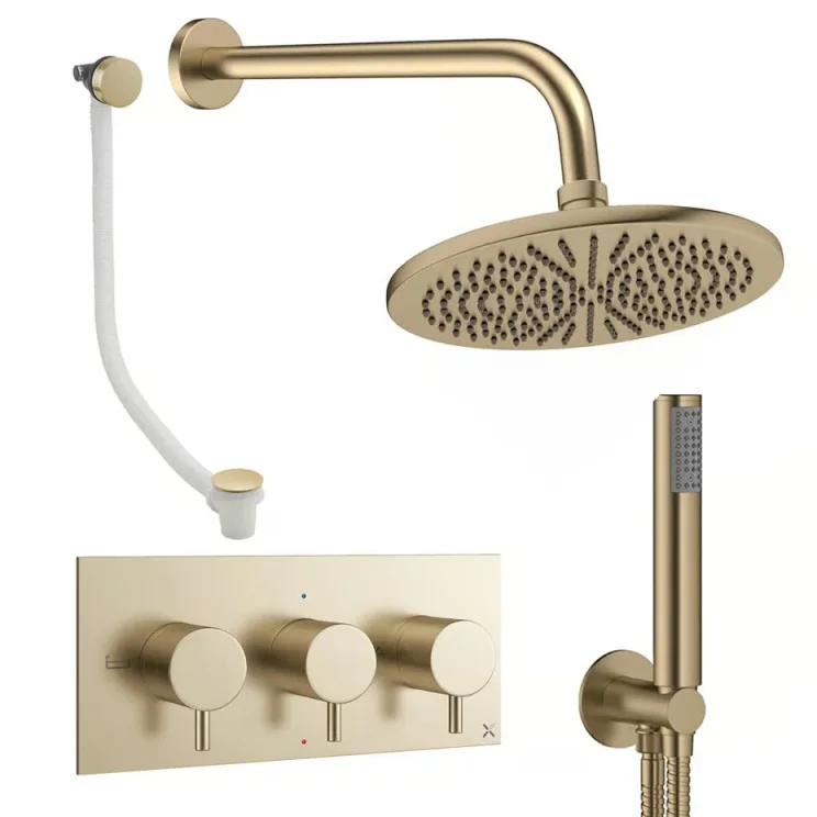 Crosswater Design Shower Set 8 Brushed Brass 300mm product image - Image 1
