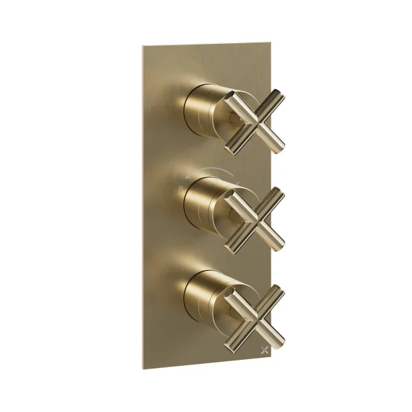 Crosswater MPRO Crosshead 3 Handle Trimset (must be paired with WLBP2000R or WLBP3000R) Brushed Brass