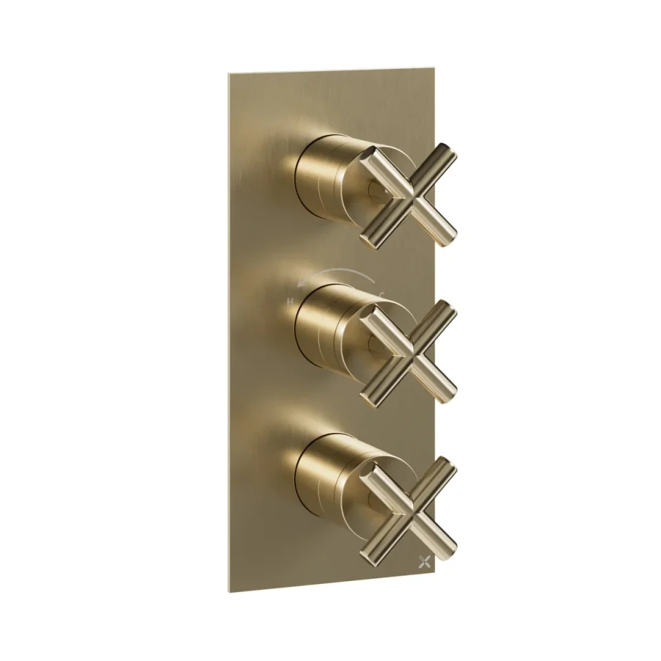 Crosswater MPRO Crosshead 3 Handle Trimset (must be paired with WLBP2000R or WLBP3000R) Brushed Brass product image - Image 1