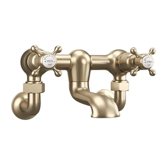 Crosswater Belgravia Crosshead Bath Filler Brushed Brass detail view - Image 2