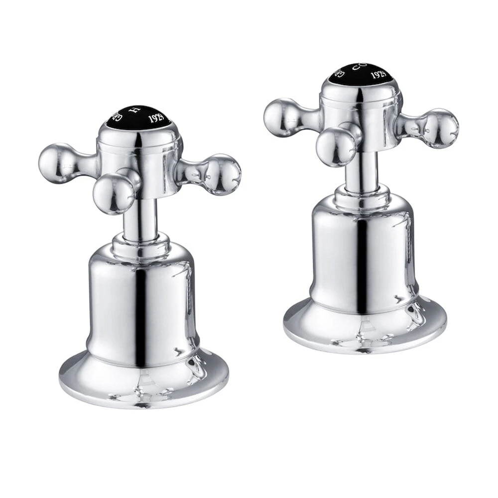 Just Taps Grosvenor Cross Panel Valves Black Indices