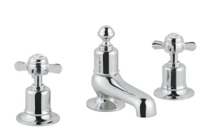 Just Taps Grosvenor Pinch Three Hole Deck Mounted Basin Mixer Chrome