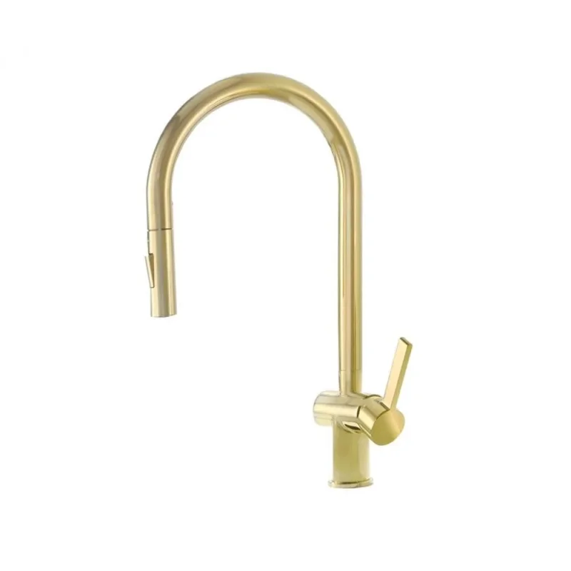 Just Taps Vos Brushed Brass Single Lever Pull Out Sink Mixer detail view - Image 2