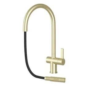 Just Taps Vos Brushed Brass Single Lever Pull Out Sink Mixer detail view - Image 4