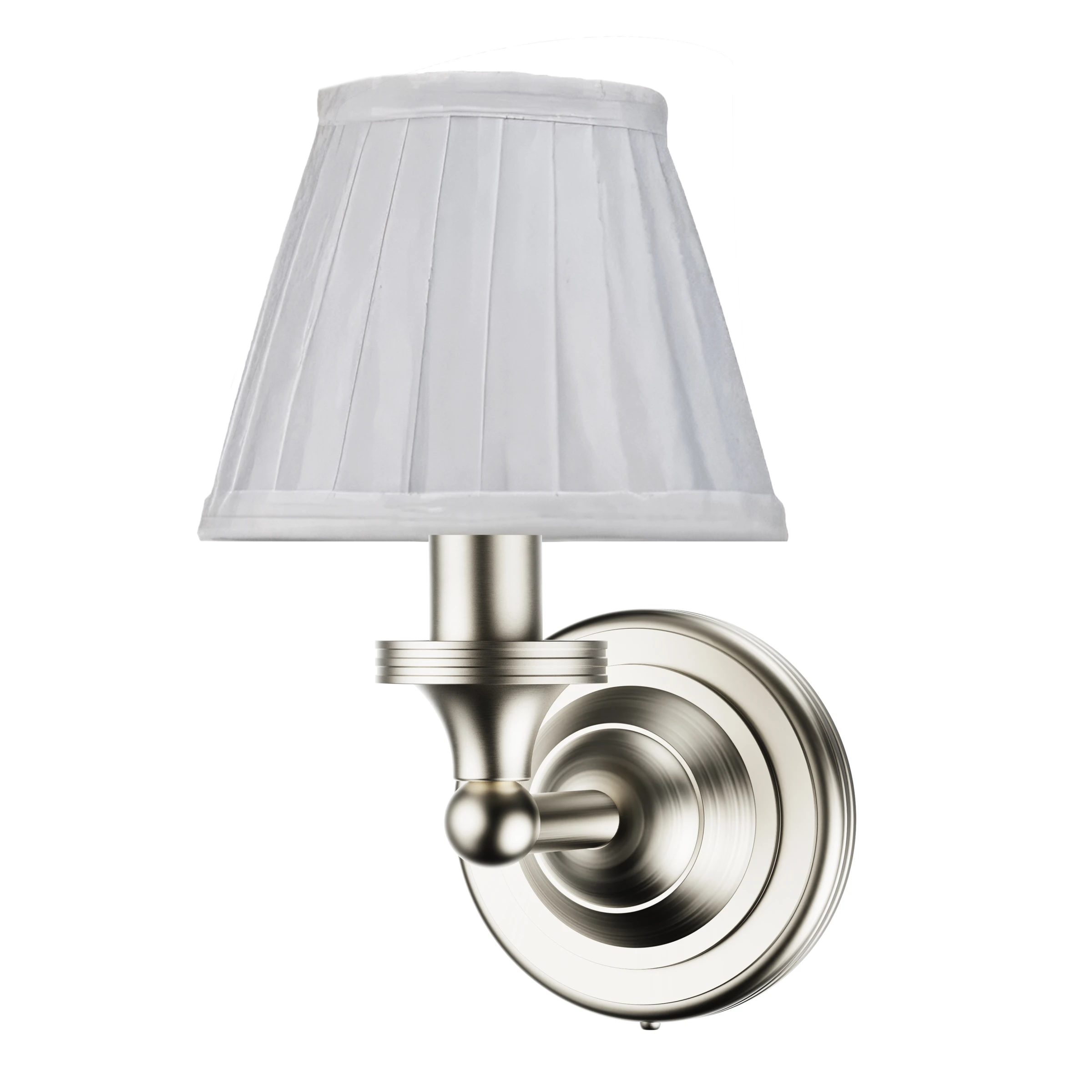 Burlington Round Base White Fine Pleated Shade Brushed Nickel
