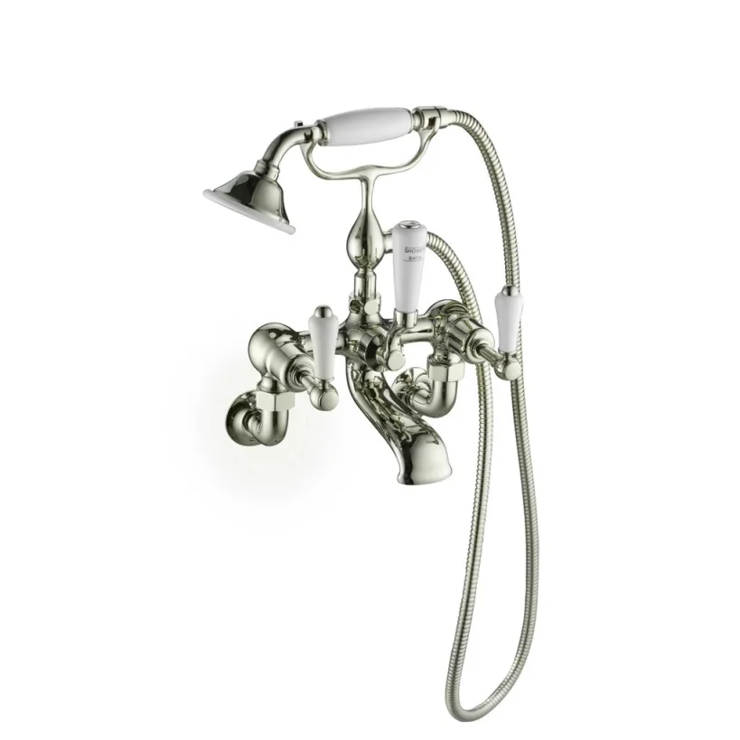 Just Taps Grosvenor Lever Wall Mounted Mounted Bath Shower Mixer With Kit Nickel detail view - Image 2