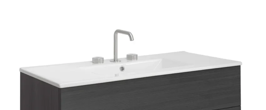 Crosswater Glide II Basin 1000 Ceramic 3TH White Gloss detail view - Image 2