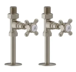 Burlington Straight Radiator Valve Brushed Nickel detail view - Image 2