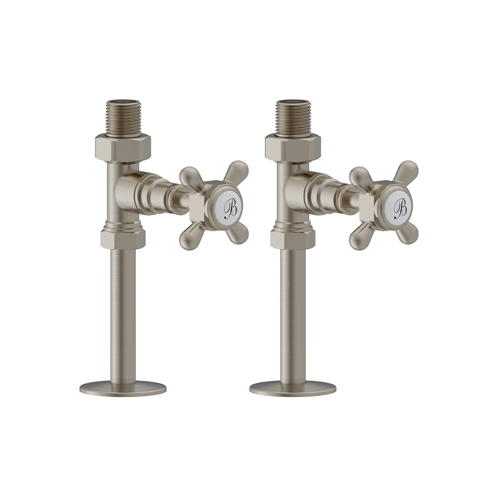 Burlington Straight Radiator Valve Brushed Nickel