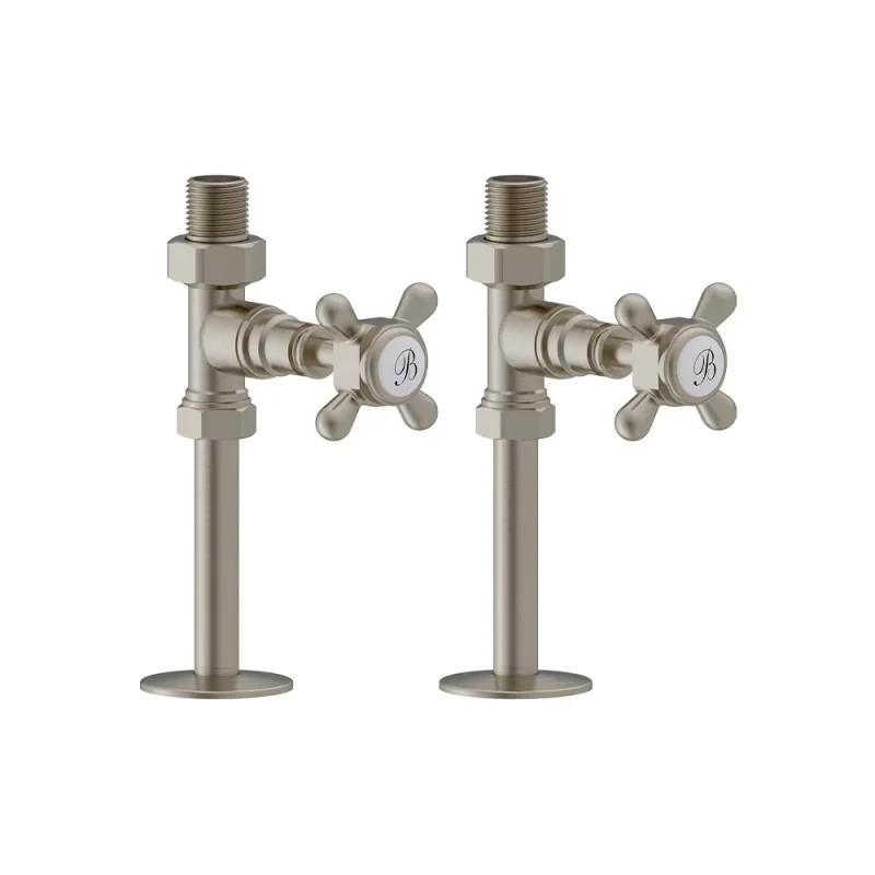 Burlington Straight Radiator Valve Brushed Nickel product image - Image 1