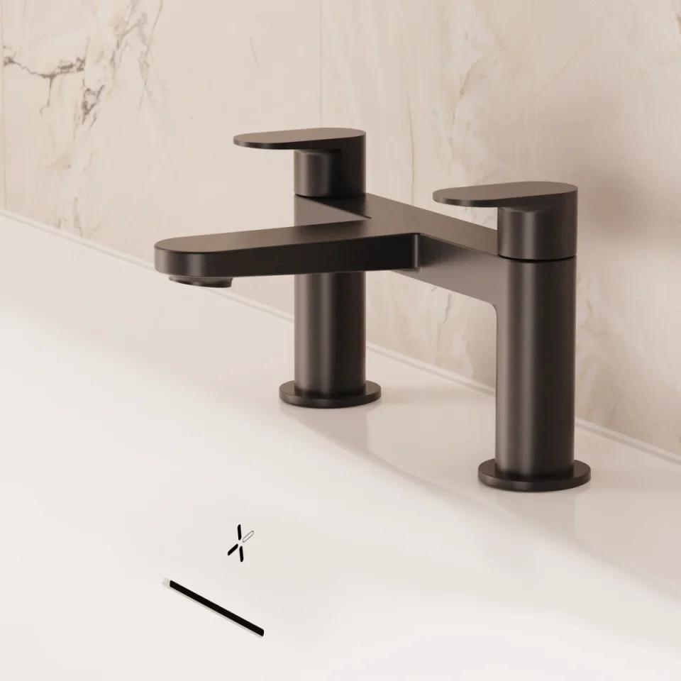 Crosswater Drift Bath Filler Matt Black detail view - Image 4