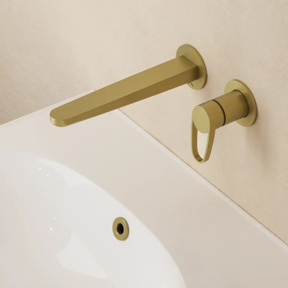 Crosswater Lazo 2 Hole Basin Set Brushed Brass detail view - Image 4