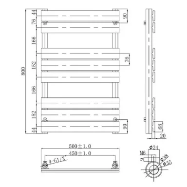 Just Taps Hix Radiator Brushed Black 800 X 500 detail view - Image 2