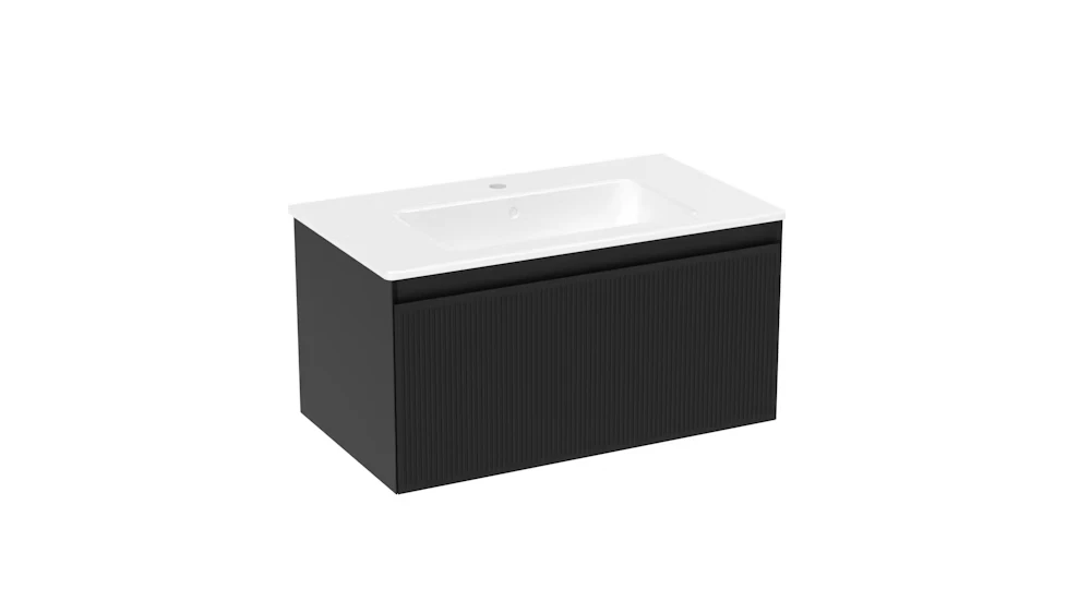 Saneux Monument 80cm 1 Drawer Wall Mounted Unit - Matte Black