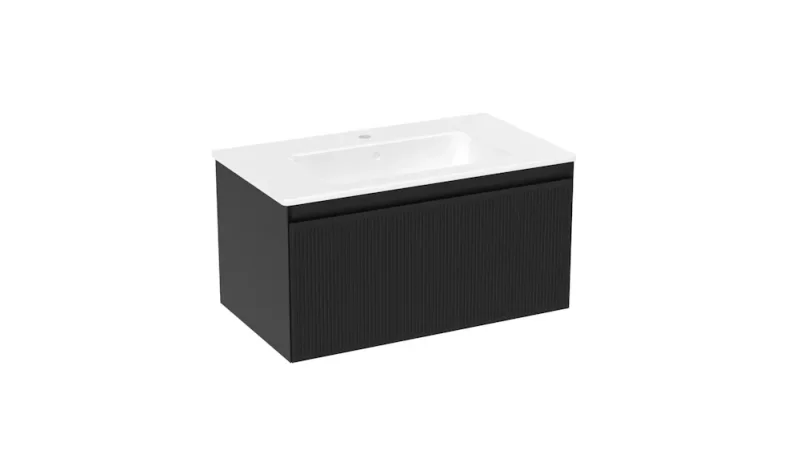 Saneux Monument 80cm 1 Drawer Wall Mounted Unit - Matte Black product image - Image 1
