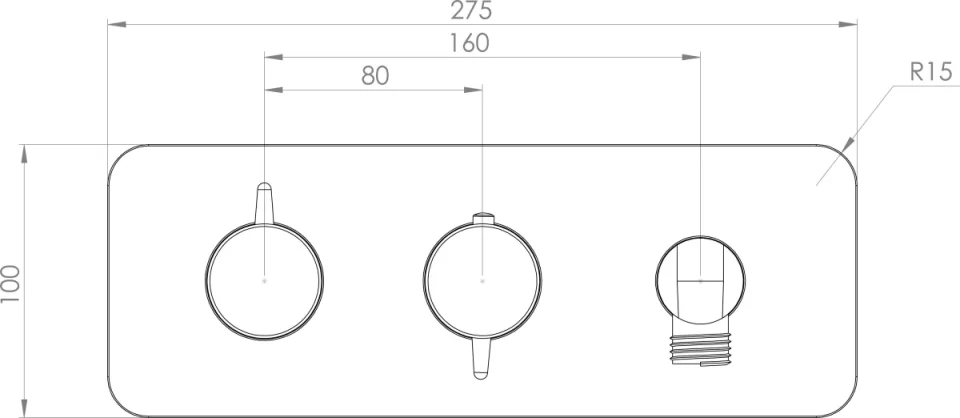 Saneux Eden 2 Way Handles & Plate Finish Kit In Landscape With Outlet Elbow (for Ed020l.h) - Chrome detail view - Image 3