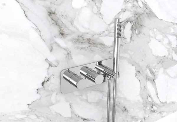 Saneux Eden 2 Way Handles & Plate Finish Kit In Landscape With Outlet Elbow (for Ed020l.h) - Chrome