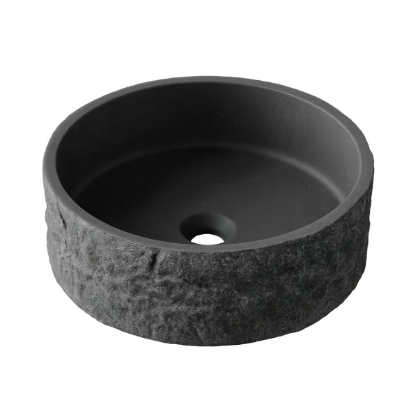 HIB Petro Stone Effect Concrete Vessel Basin - Onyx Black