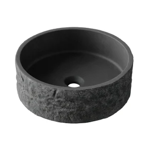 HIB Petro Stone Effect Concrete Vessel Basin - Onyx Black