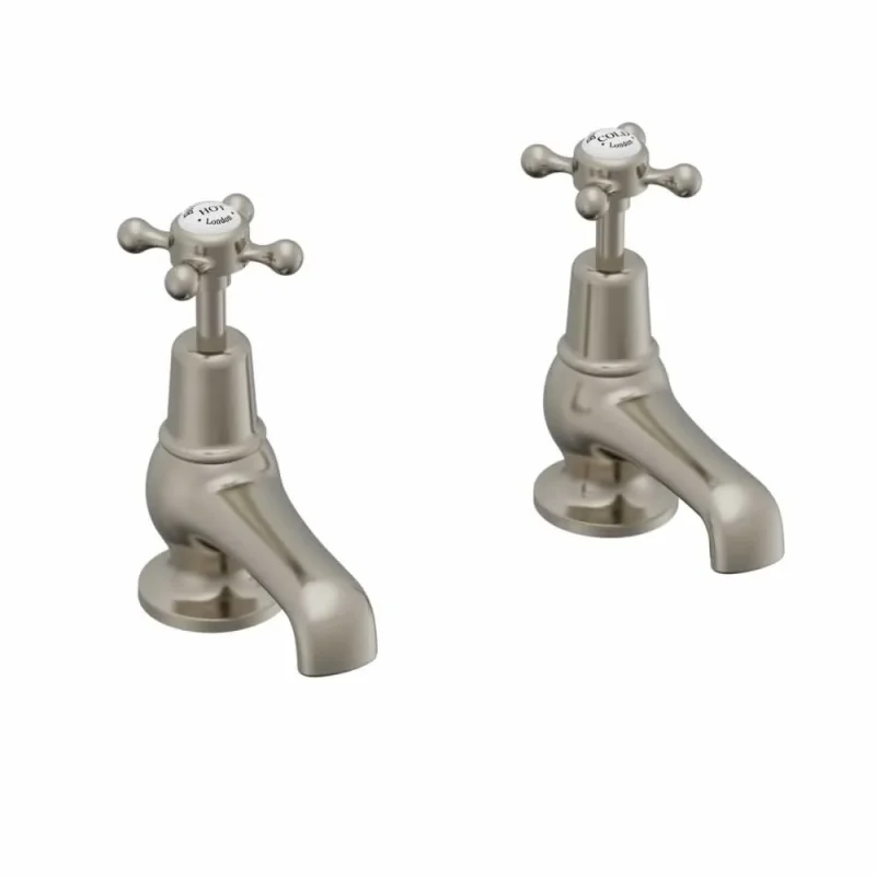 Burlington Claremont 3" Basin Taps Brushed Nickel detail view - Image 2