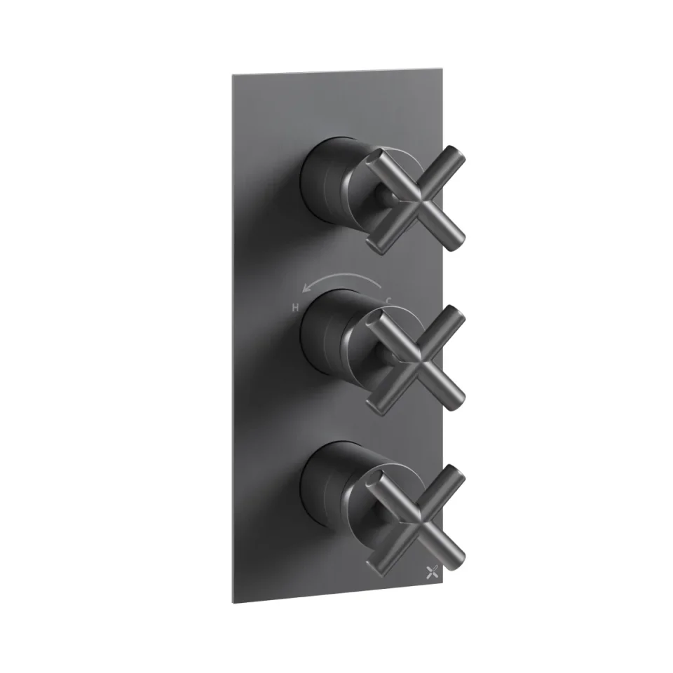 Crosswater MPRO Crosshead 3 Handle Trimset (must be paired with WLBP2000R or WLBP3000R) Slate product image - Image 1