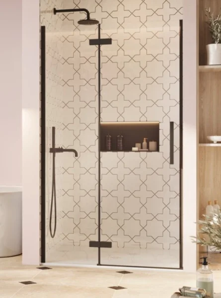 Crosswater Asura Hinged Door with Inline 1200 Matt Black