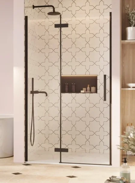 Crosswater Asura Hinged Door with Inline 1200 Matt Black product image - Image 1