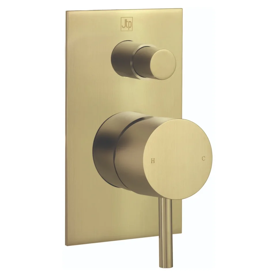 Just Taps Vos Single Lever Diverter Valve Brushed Brass product image - Image 1