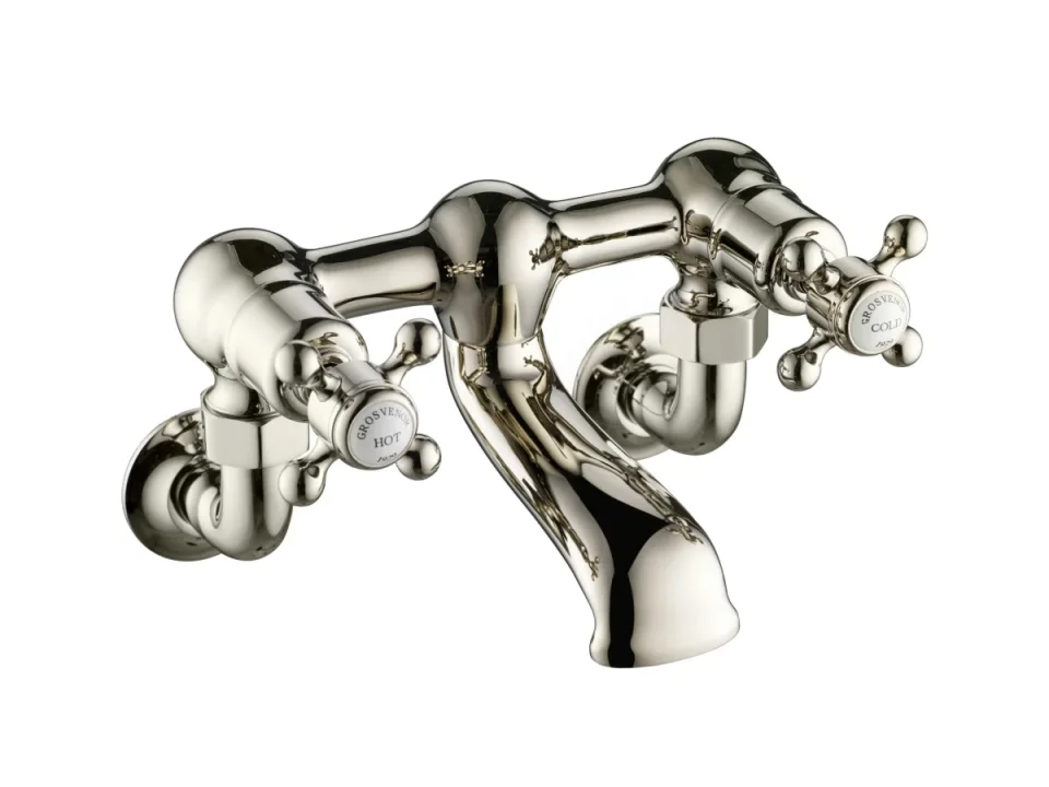 Just Taps Grosvenor Cross Wall Mounted Bath Filler Nickel product image - Image 1