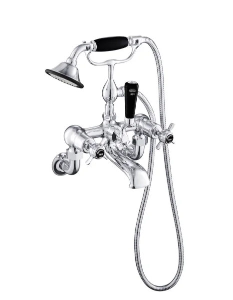 Just Taps Grosvenor Pinch Wall Mounted Bath Shower Mixer With Kit Matt Black