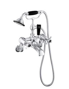 Just Taps Grosvenor Pinch Wall Mounted Bath Shower Mixer With Kit Matt Black