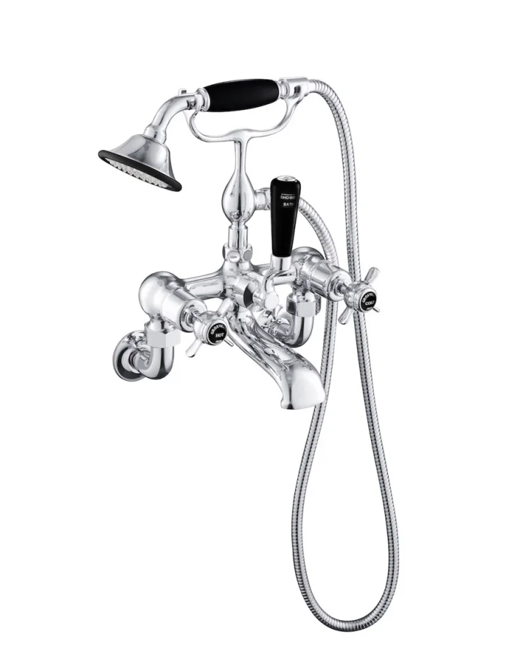 Just Taps Grosvenor Pinch Wall Mounted Bath Shower Mixer With Kit Matt Black product image - Image 1
