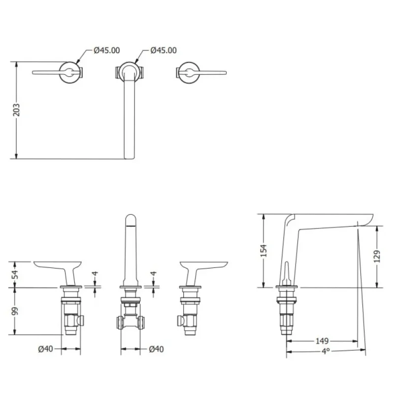 Crosswater Foile Basin 3 Hole Set Brushed Brass detail view - Image 2