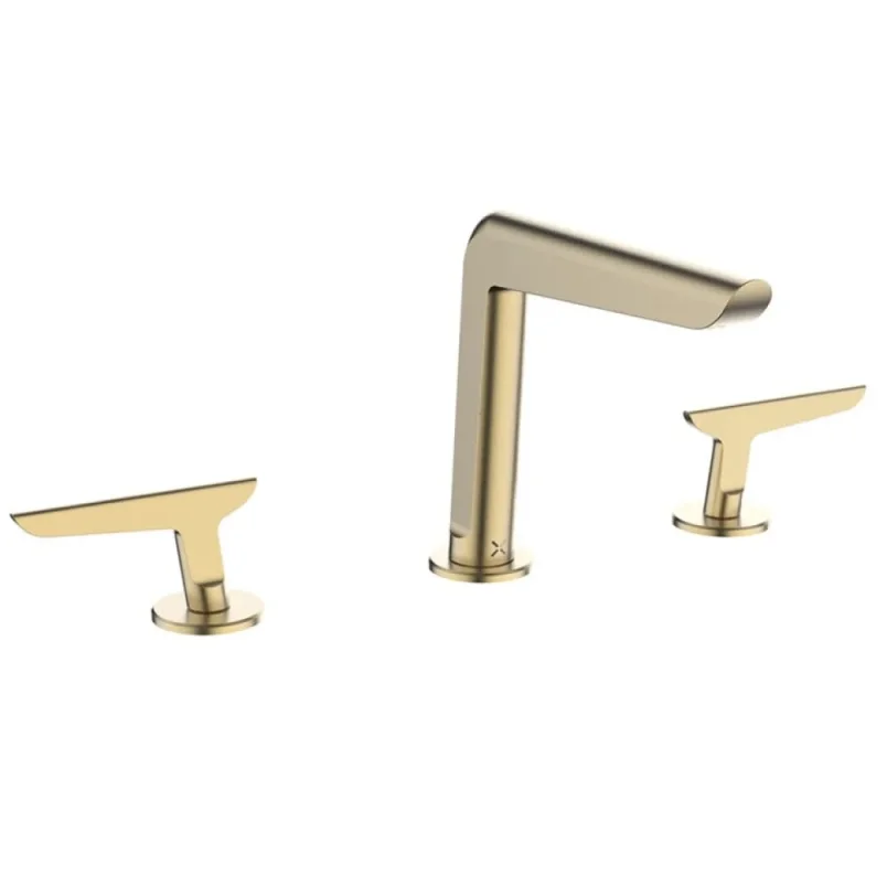 Crosswater Foile Basin 3 Hole Set Brushed Brass detail view - Image 4
