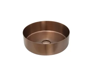 Just Taps Round Bench Basin Brushed Bronze With Unslotted Basin Waste