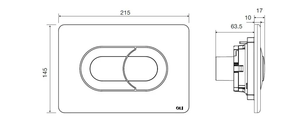 Oli Salina White Dual Flush Plate technical drawing - Image 2
