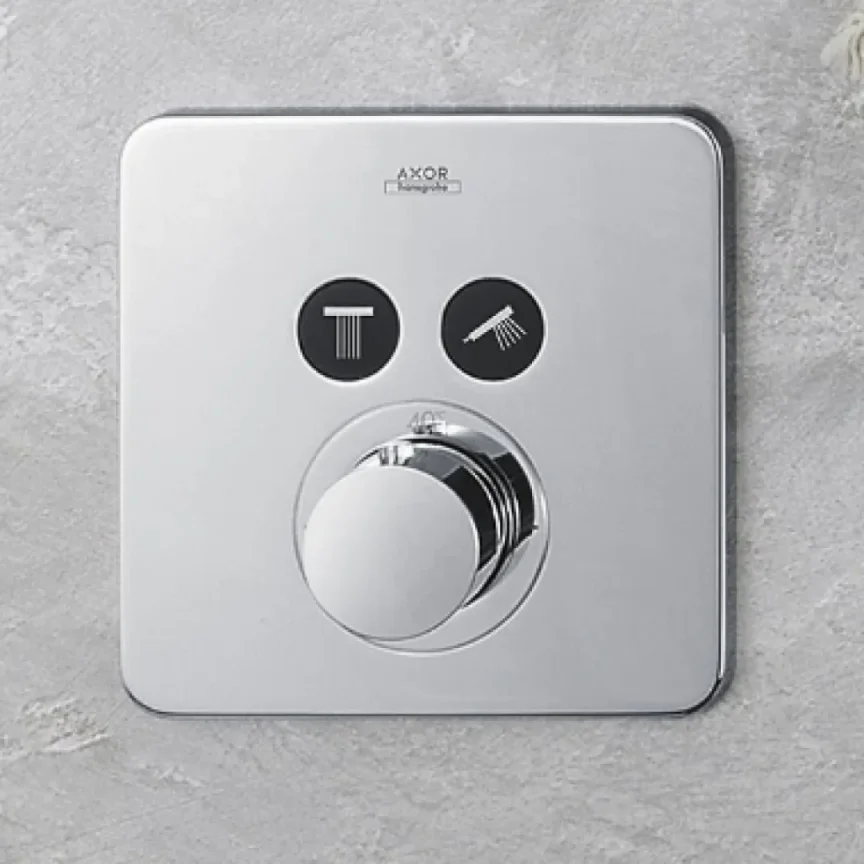 Axor Showersolutions Thermostatic Mixer Softsquare For Concealed Installation For 2 Outlets Chrome detail view - Image 2