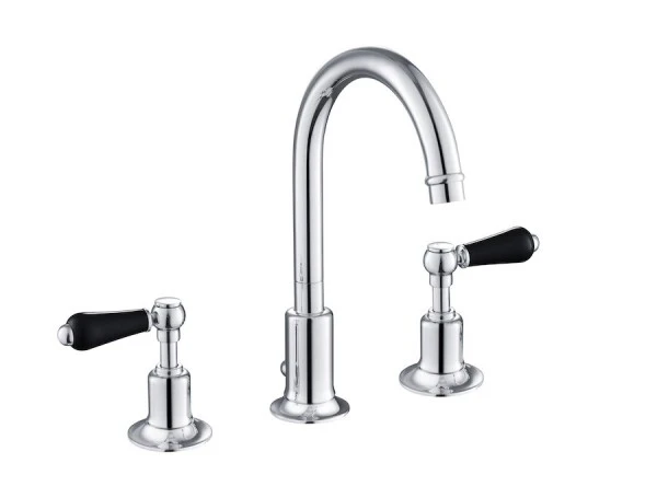 Just Taps Grosvenor Lever 3 Hole Deck B Mixer Swivel Spout Matt Black