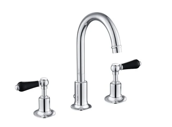 Just Taps Grosvenor Lever 3 Hole Deck B Mixer Swivel Spout Matt Black