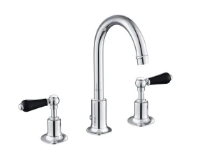 Just Taps Grosvenor Lever 3 Hole Deck B Mixer Swivel Spout Matt Black