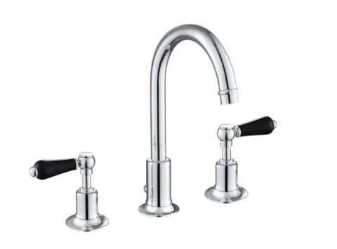 Just Taps Grosvenor Lever 3 Hole Deck B Mixer Swivel Spout Matt Black product image - Image 1